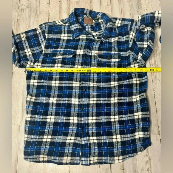 Orvis Flannel Shirt Adult XL Blue Plaid Button Long Sleeve - Picture 5 of 13